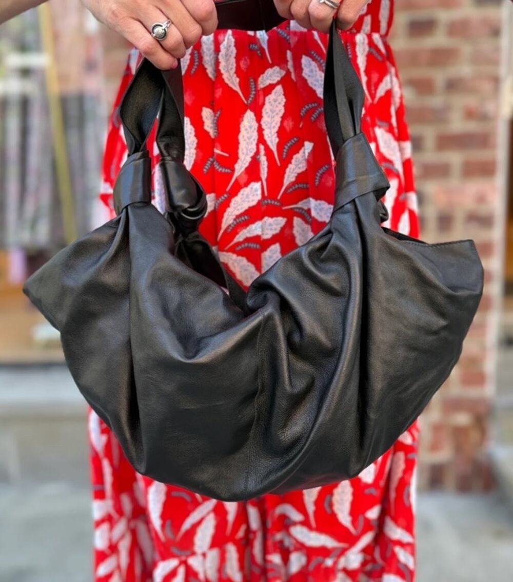 The Row Black Leather Ascot Silk Lined Hobo Bag Quiet Luxury Old Money Couture